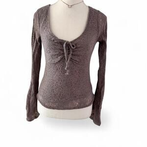 Self Esteem Y2K 2000s Vintage Double Layered Lace Long Sleeve Fitted Top Size S